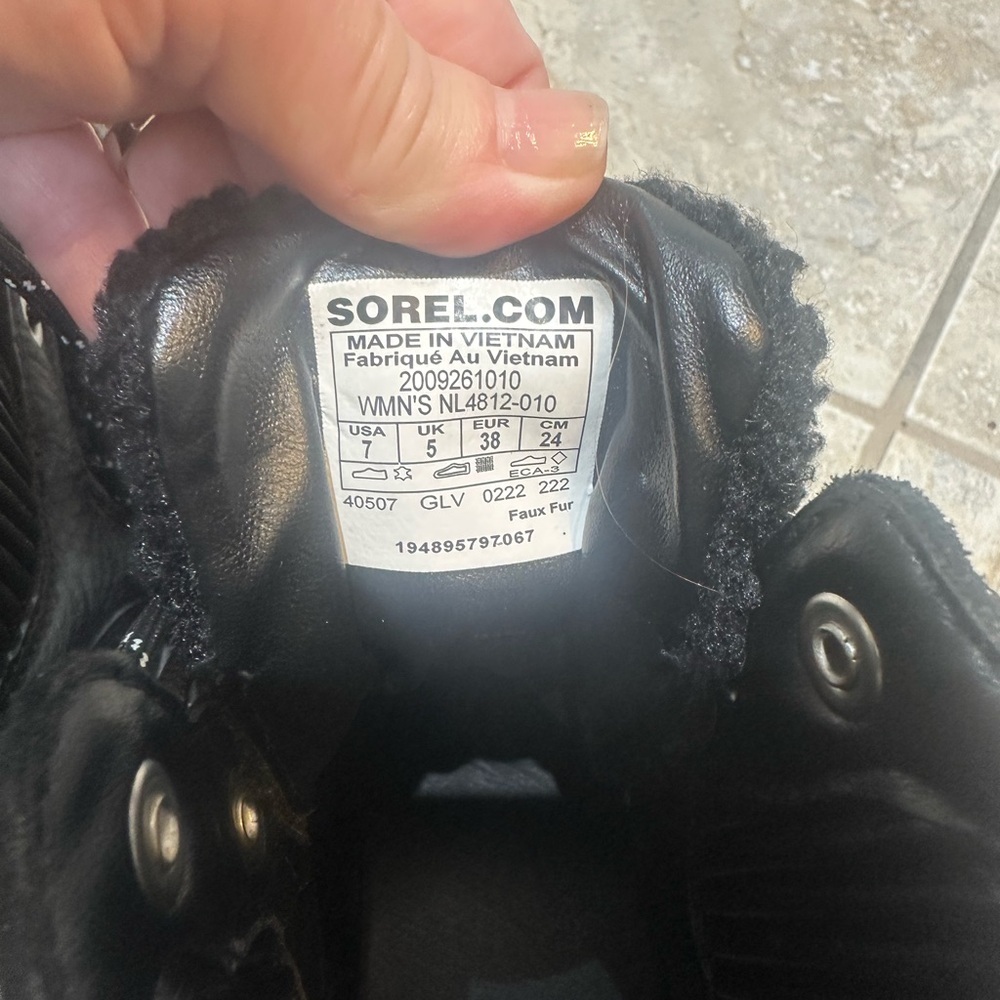 Sorel Black and White Lace-Up Boots - Picture 2 of 13